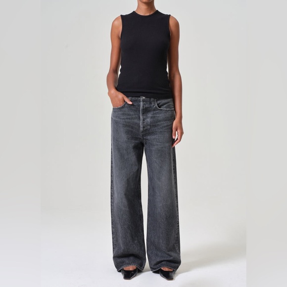 Agolde Low Slung Baggy 30.5” Jeans in Ditch Grey Wash Size 23 Waist Relaxed Fit - Picture 2 of 16